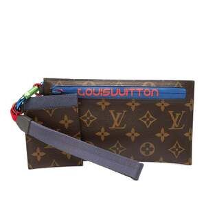 LOUIS VUITTON Brown Monogram Leather Pouch
